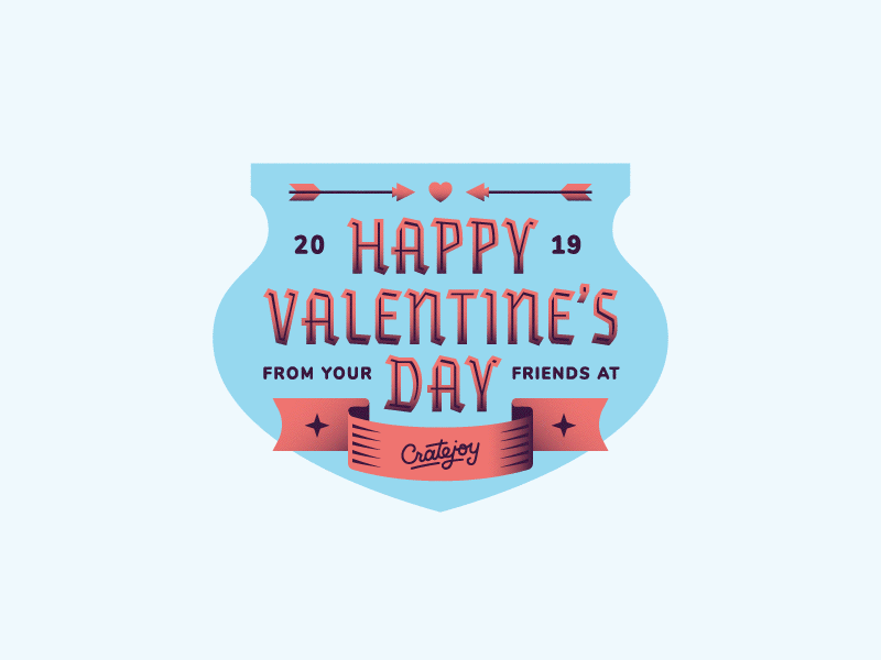 Valentine's Day badge blue design gif icon illustration promo simple type typography valentines day vector