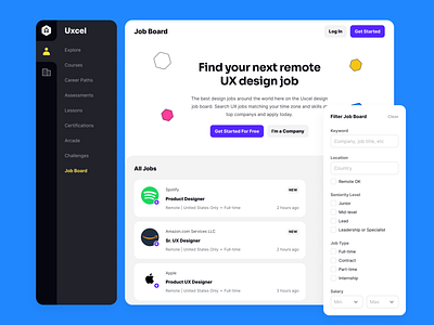 Job Board of the Uxcel App