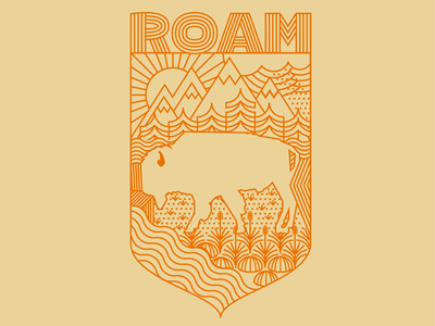 Roam Badge badge buffalo line art