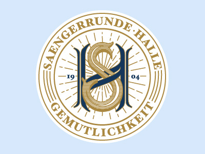 Saengerrunde Halle austin badge beer dance hall dancing german illustration logo monogram seal texas