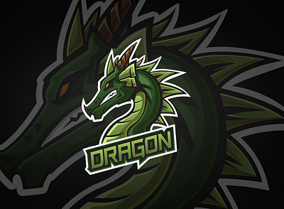 Dragon logo for esport vector illustration green