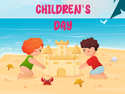 Illustration for World Children's Day palm