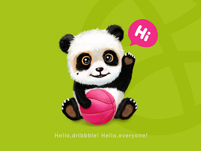 Hello Dribbble! draw painting panda