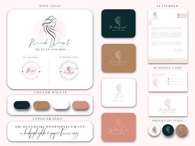 Spa Beauty Logo & Branding Kit. beauty shop cosmetics logo creative logo cute woman eyelashes face makeup fashion model female figure global hairdressing salon hairstyle logo love makeup business card makeup girl nature shop shoping spa beauty spa business card woman makeup