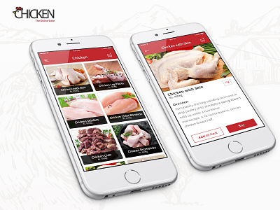 Online Chicken store graphics ui design