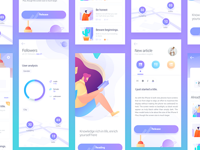 some pages app of Knowledge sharing app colors graphic homepage illustration illustrations ui ux vector