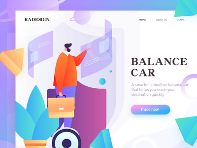 homepage of balance car vector illustration, multicolor colors design graphic homepage illustration illustrations splashpage ui web