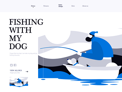 Fishing with my dog colors graphic illustration illustrations poster splashpage vector web