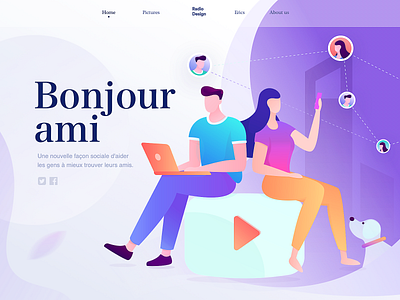 homepage of Bonjour ami colors graphic homepage illustration illustrations splashpage ux vector web