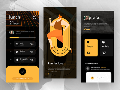 Fitness AppUI colors graphic illustration ui ux vector