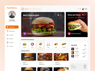 Food Delivery Dashboard food food delivery deshboard food deshboard food design graphic design logo motion graphics ui ui design