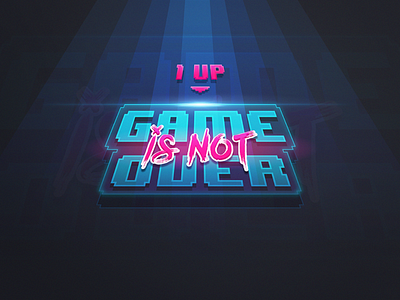 Game is not over cyberpunk esports game level logo neon sport