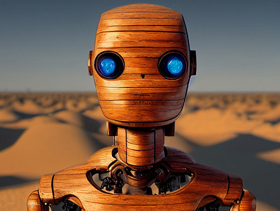 Wooden Android 3d android artwork character design desert humanoid render robot wood wooden
