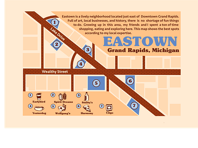 Eastown Map design graphic design illustration map michigan student ux