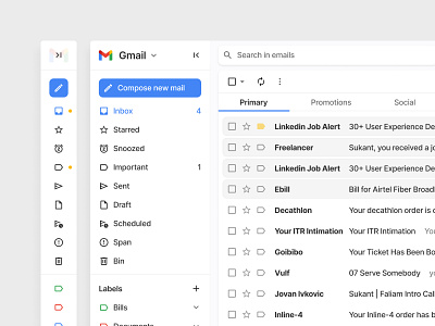 Classic gmail concept design with compact side menu gmail google mail mail app material design side bar side menu ui design web app