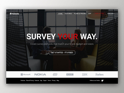 Polldaddy Web Redesign black dark grey red redesign survey ui web