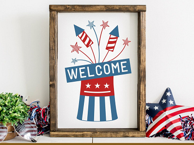 Welcome 4th of july SVG sign cut file design beach more worry less svg cricut cut file design graphic design silhoutte svg typography
