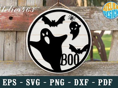Halloween boo, SVG, round sign, laser, hanger cricut cut file graphic design hanger sign silhoutte svg typography