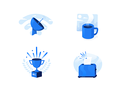 Illustrations set cloud coffe connect design first hosting illustration incoming news number 1 ui waiting wifi
