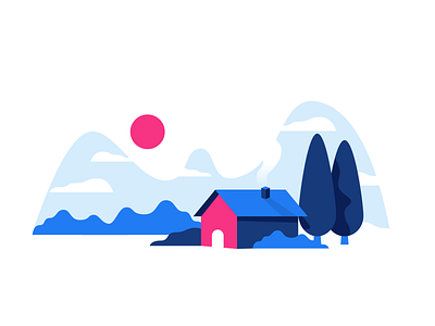 House anywhere cabin cloud design forest house illustration mountains sun ui