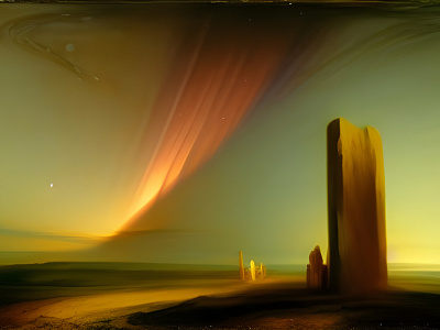 Reliquary Valley aurora desert illustration landscape