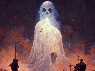Skull Ghost battlefield dusk ghost halloween illustration macabre