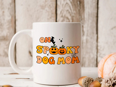 One Spooky Dog Mom Mug KyuLs Design branding graphic design vector