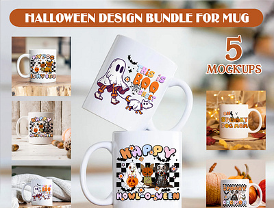 Halloween Dog Design Bundle For Mug KyuLs'Design branding graphic design vector