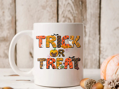 Trick Or Treat Mug KyuLs Design (Pattern Text) branding graphic design vector