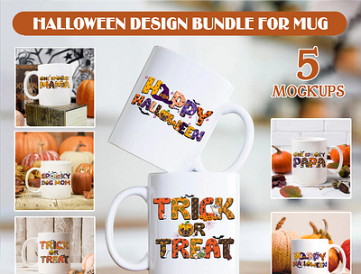 Halloween Design Bundle For Mug KyuLs'Design ( Pattern Text) branding graphic design vector