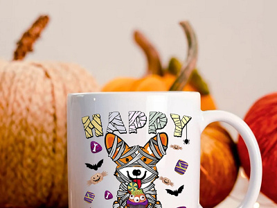 Happy Howl-O-Ween Mug KyuLs Design branding graphic design vector