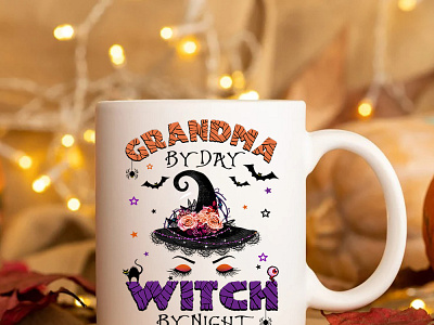 Grandma By Day Witch By Night Mug KyuLs Design branding graphic design vector