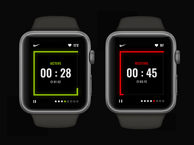 Nike HIIT timer apple watch countdown counter daily ui hiit interval nike timer training