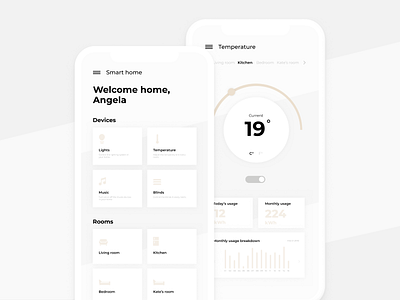 Smart Home daily ui graph iphonex minimal screens smart home temperature thermostat ui ux