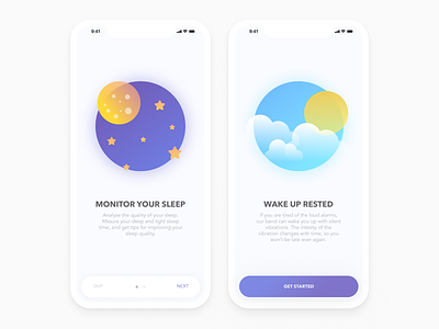 Onboarding cta daily ui day gradient illustratons minimal night onboarding screens ui ux welcome screens