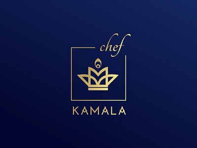Kamala chef logo blue chef crown gold logo lotus luxury royal