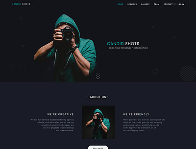 Photography Booking Website - Landing Page photography web ui web ui