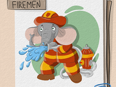 children's illustration "fireman"