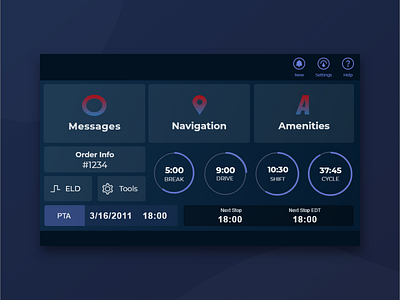 Driver Log charts dark mode design driver infotainment mock up navigation ui ux vector