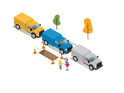 Isometric Field Workers construction illustration illustrator isometric utilities