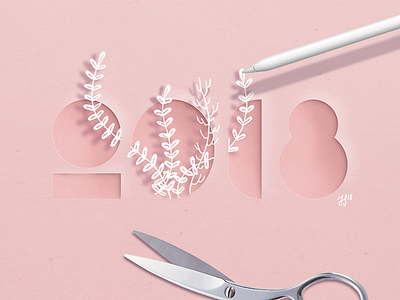 2018 2018 apple drawing happy happy new year new pencil photoshop pink procreate scissors year