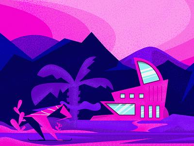 Palm Spring 2020 character cubism design flat illustration pink skateboard vector women