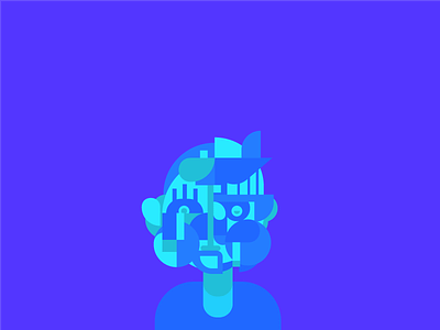 Smiling6 2018 blu character cubism design expression illustration