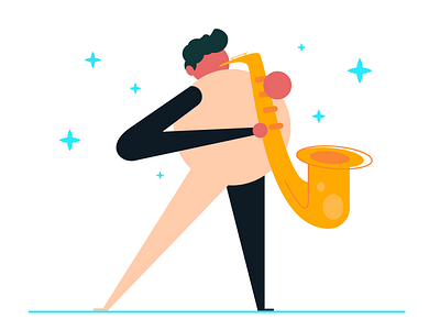 Trippin Inside A Bubble 2019 blue character flat illustration jazz jazz brand jazzybam saxophone superband vector