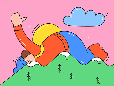 Natural Born Hiker character colorful cute doodle illustration