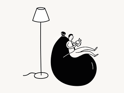 Baloon chair black and white illustration lines metaphor minimalism