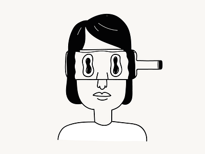 Distortion black and white illustration minimalism portrait