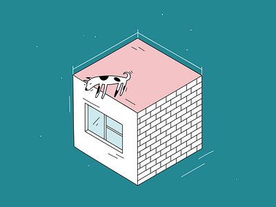 Sleeping Dog illustration isometric minimalism