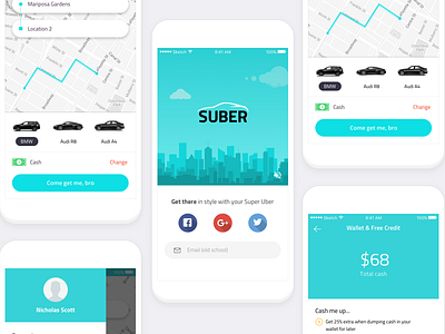Taxi App SUBER android app car dribbble ios map mobile taxi uber ui ux