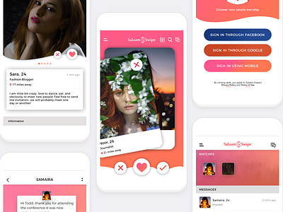 Salaam Swipe dating App android app chat dating design ios login match swipe tinder typography